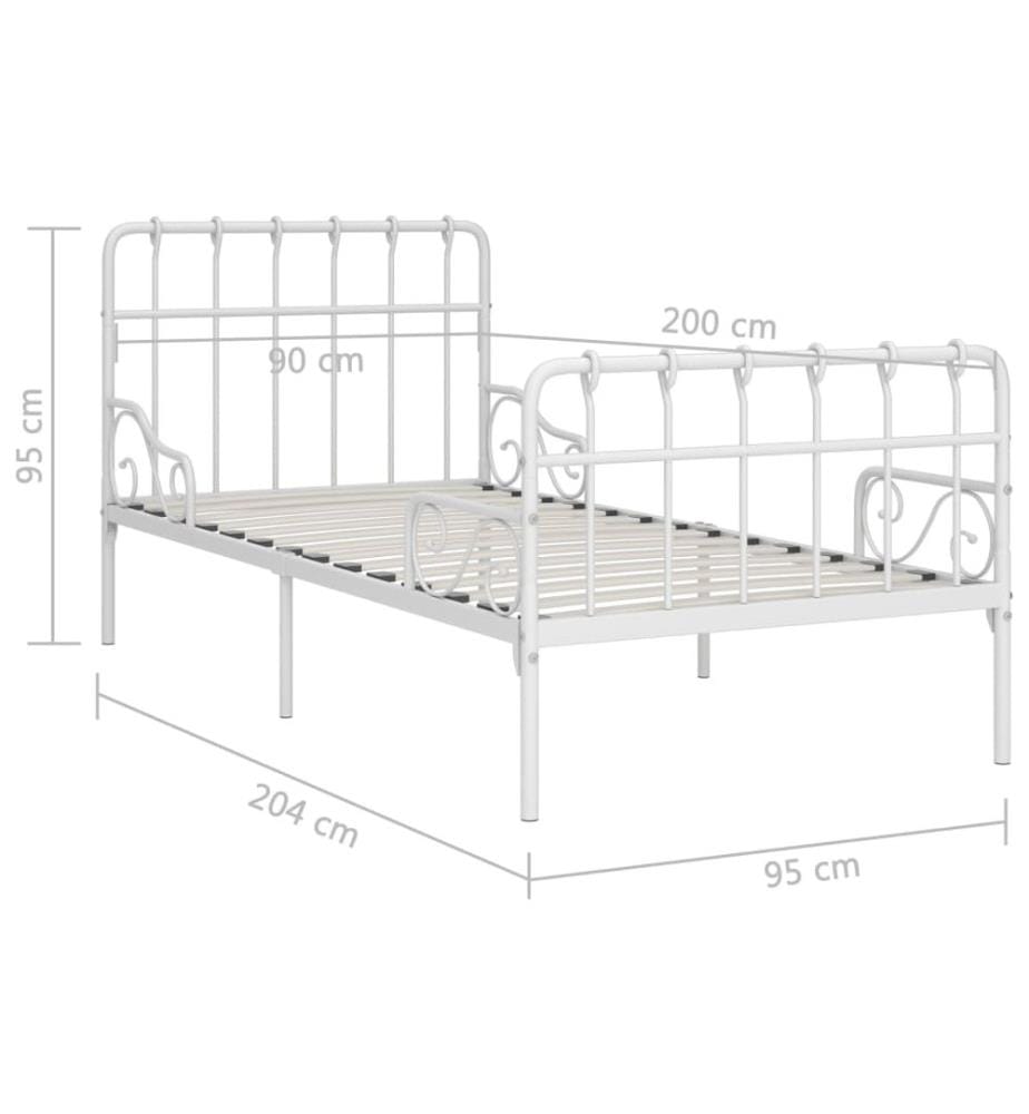 Bettgestell mit Lattenrost Weiss Metall 90×200 cm