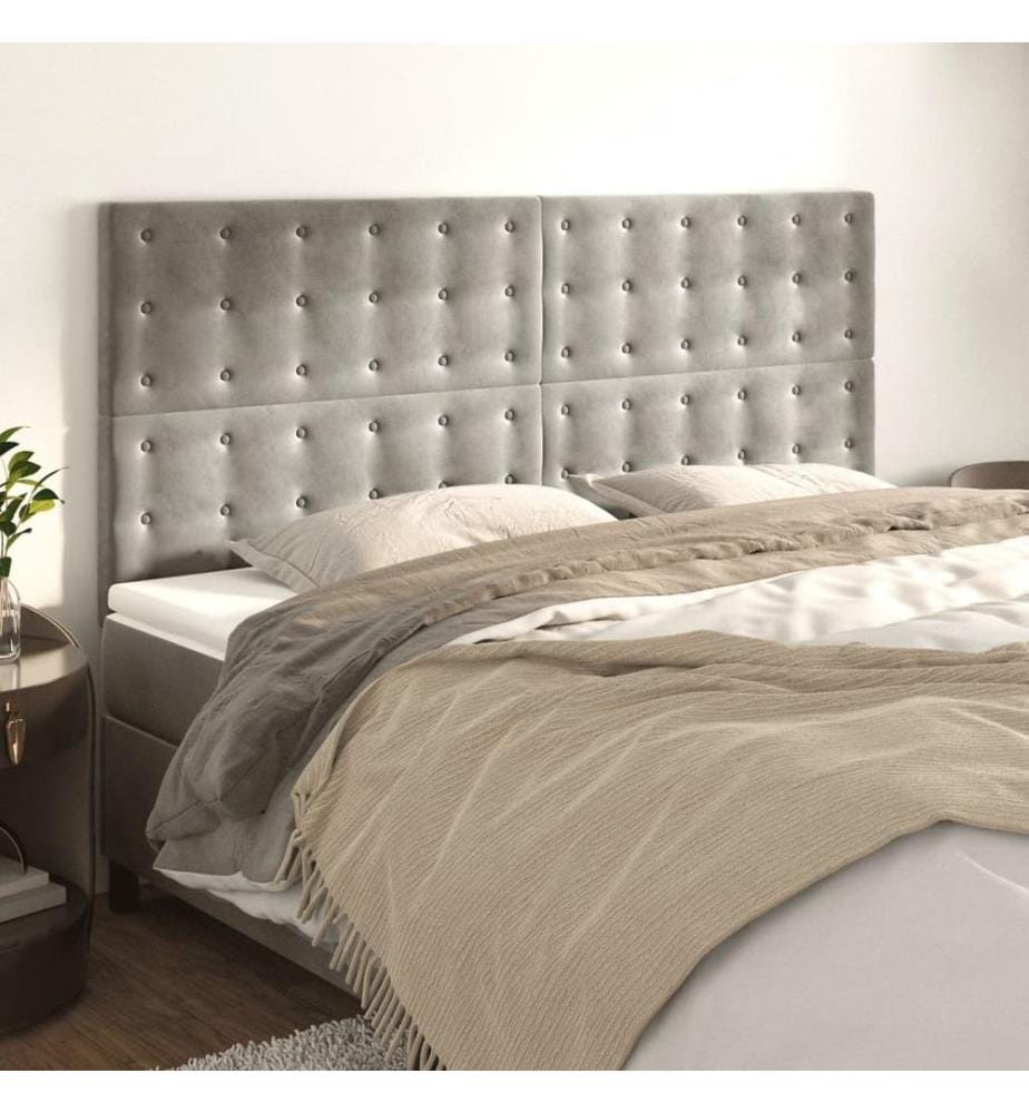 Kopfteil Hellgrau 200 x 5 x 118/128 cm Samt