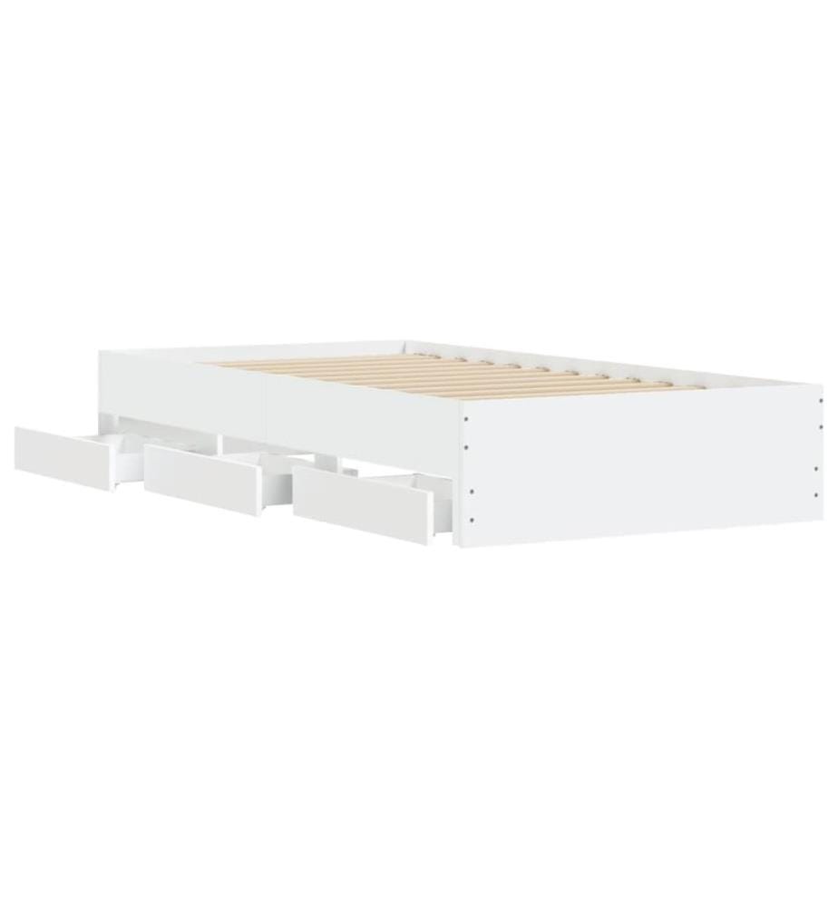 Cadre de lit avec tiroirs sans matelas blanc 90x200 cm