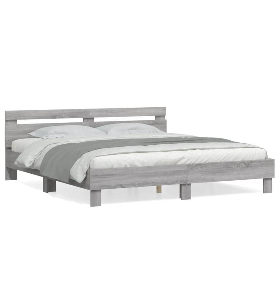 Cadre de lit sans matelas sonoma gris 200x200 cm
