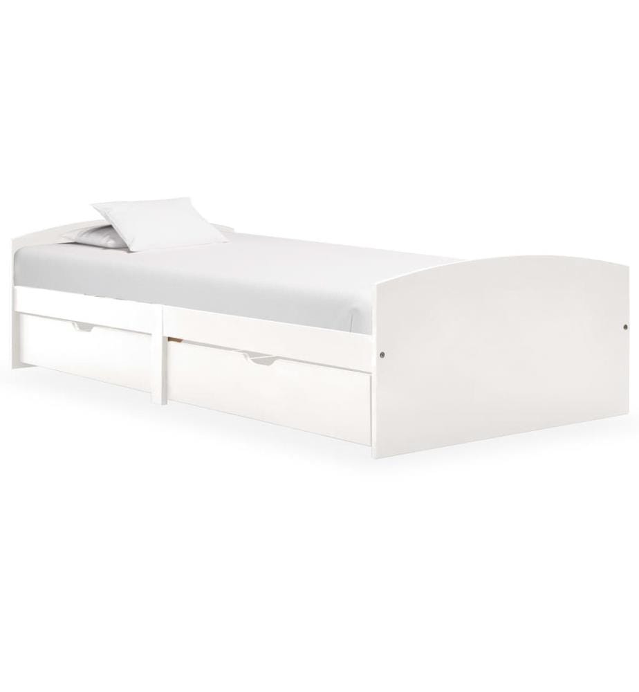 Cadre de lit avec 2 tiroirs sans matelas blanc 90x200 cm