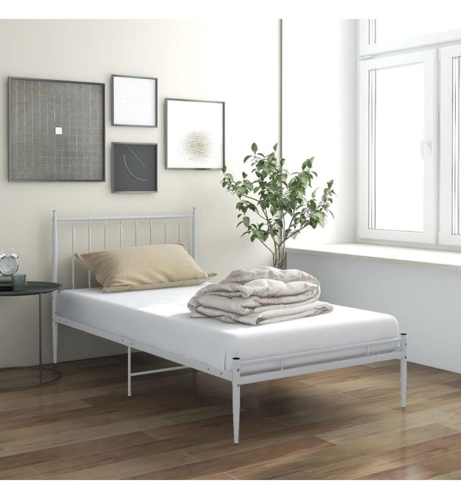 Bett Weiss Metall 100x200 cm