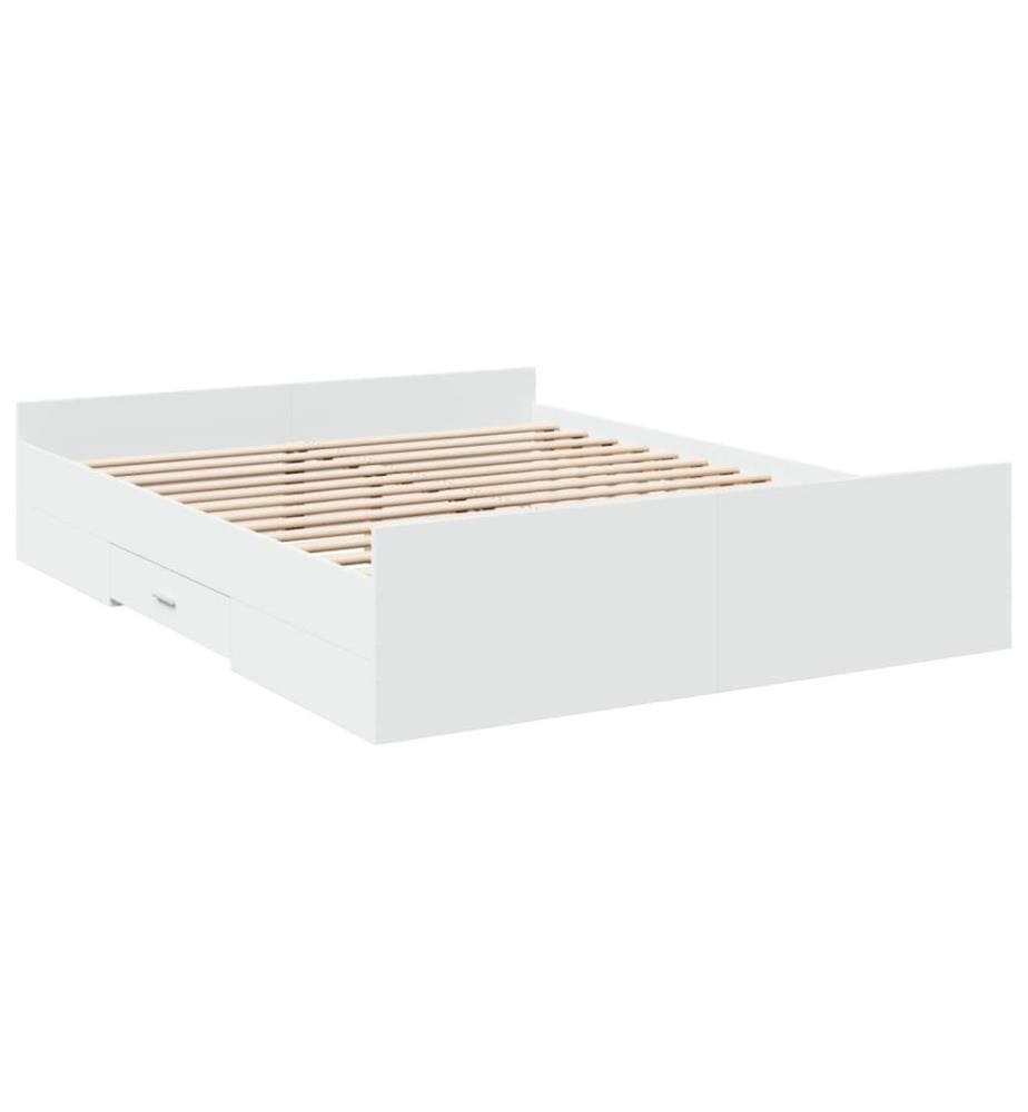 Cadre de lit avec tiroirs sans matelas blanc 150x200 cm