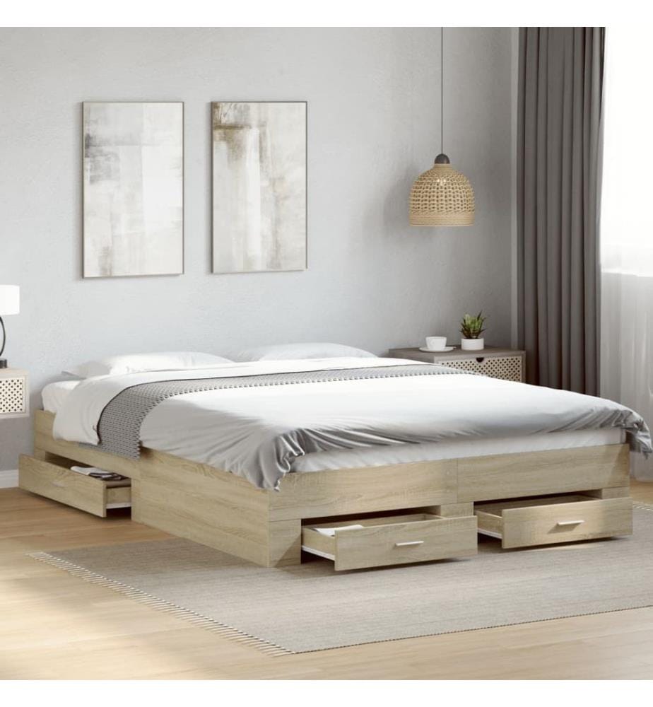 Bettgestell mit Schubladen Sonoma-Eiche 160x200cm Holzwerkstoff