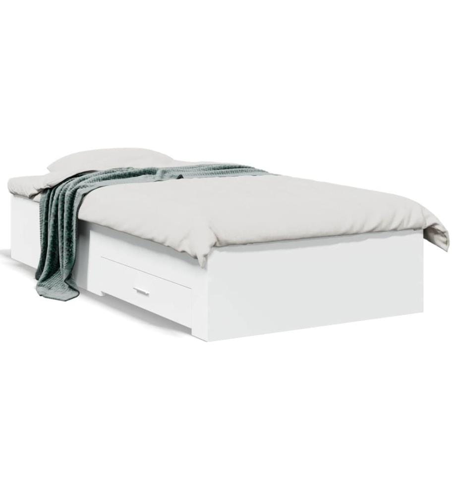 Cadre de lit avec tiroirs sans matelas blanc 90x200 cm