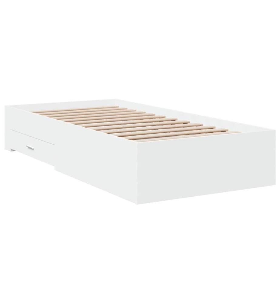 Cadre de lit avec tiroirs sans matelas blanc 90x200 cm