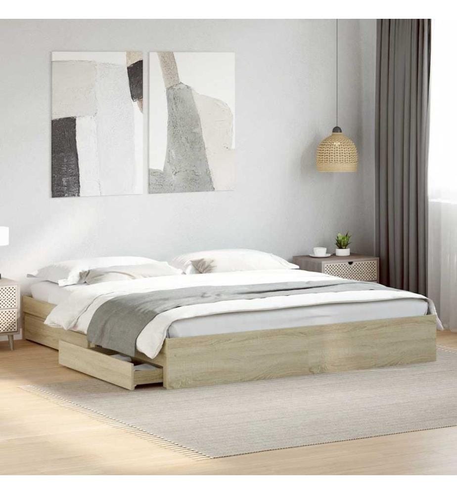 Bettgestell mit Schubladen Sonoma-Eiche 180x200cm Holzwerkstoff