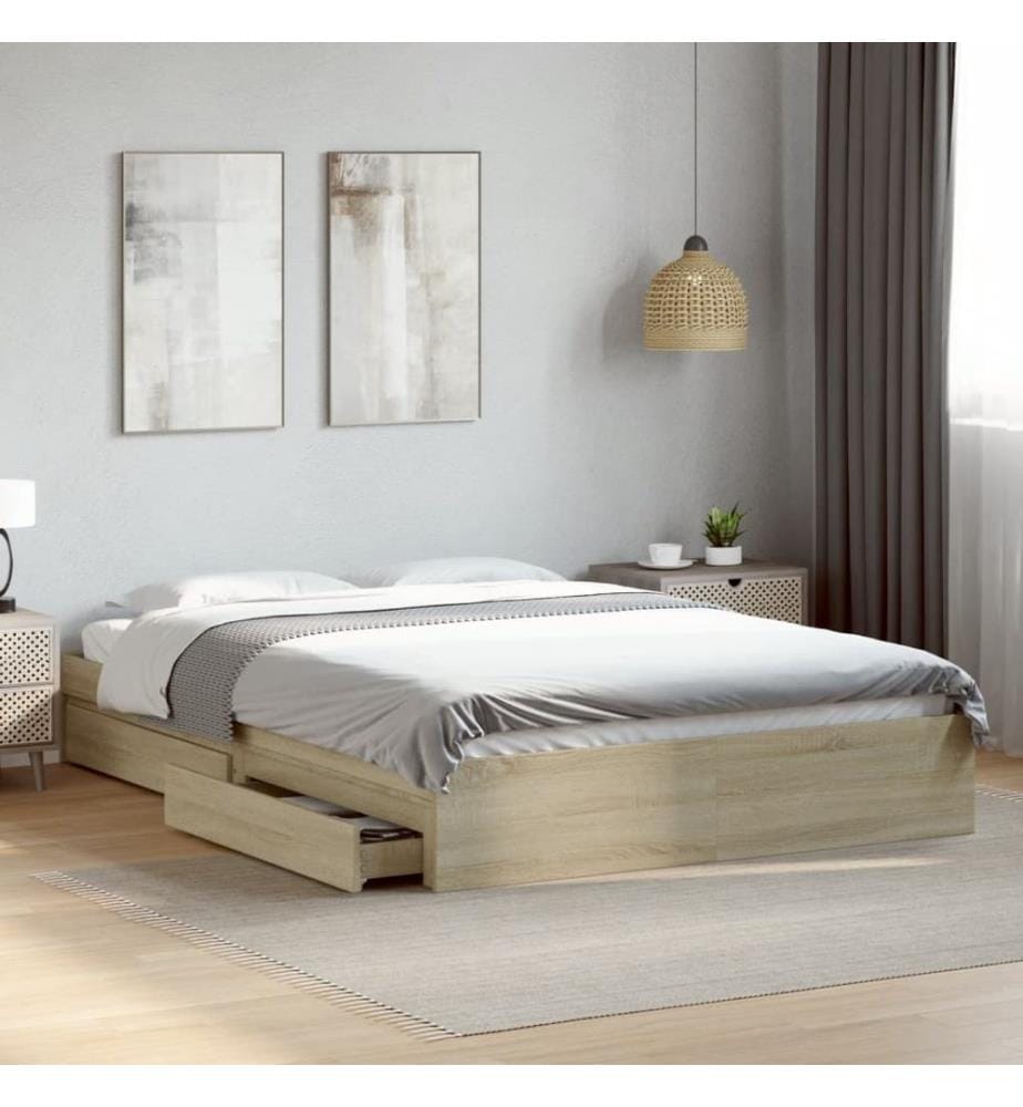 Bettgestell mit Schubladen Sonoma-Eiche 160x200cm Holzwerkstoff