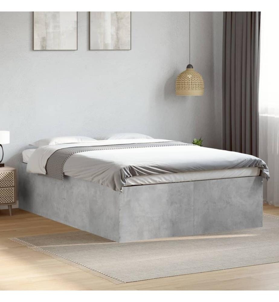 Cadre de lit sans matelas gris béton 120x190 cm