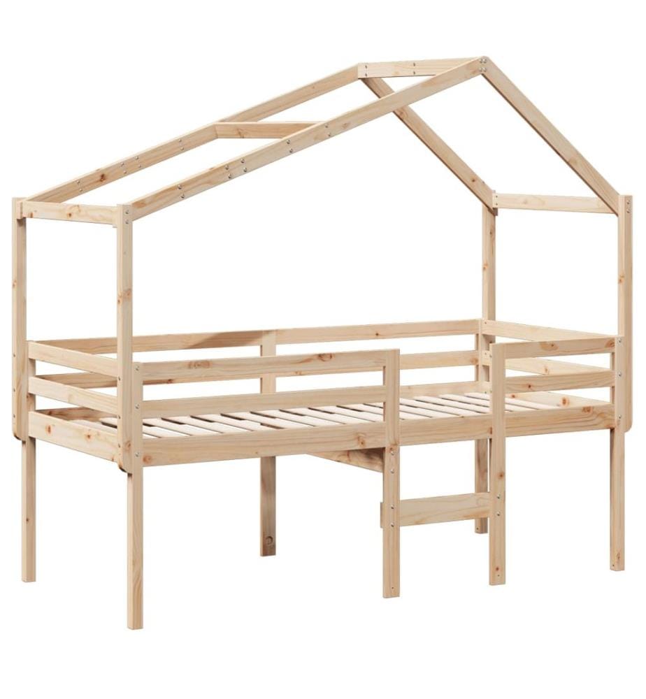 Lit haut sans matelas 90x200 cm bois de pin massif