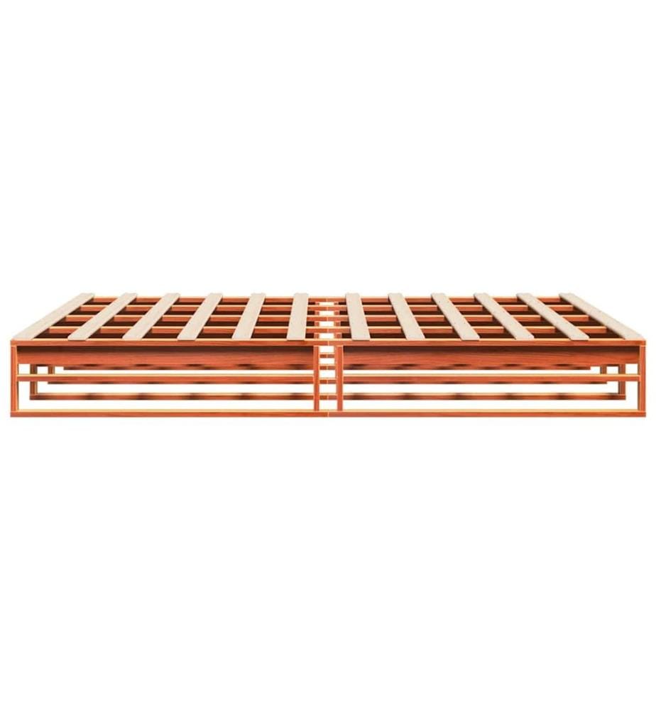 Cadre de lit sans matelas cire marron 200x200cm bois pin massif