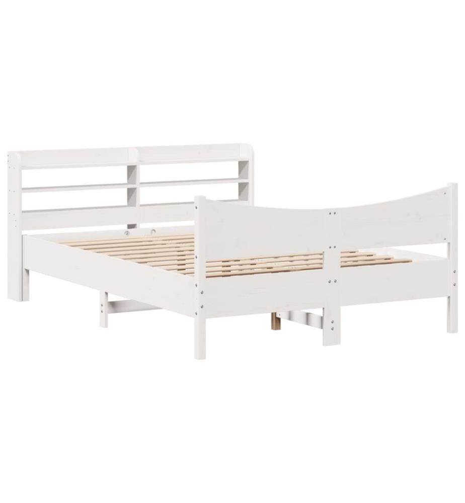 Cadre de lit avec tête de lit blanc 160x200 cm bois pin massif