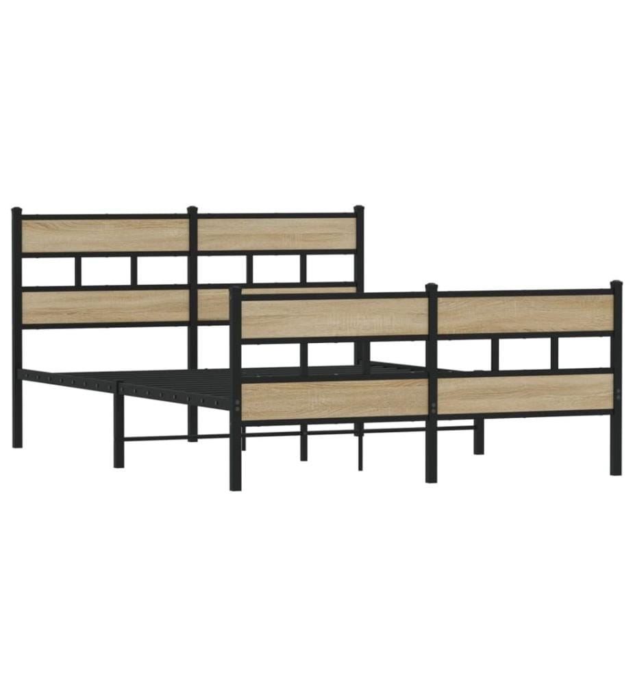 Metallbett ohne Matratze Sonoma-Eiche 160x200 cm