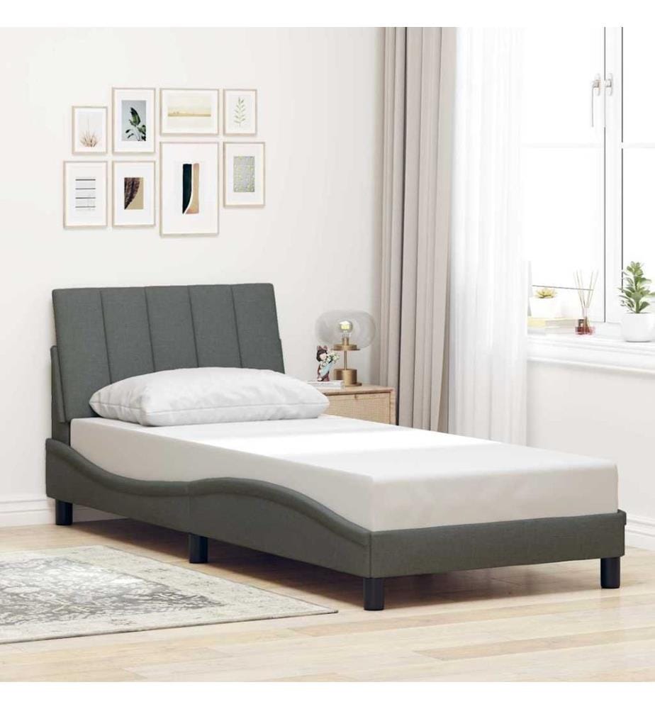 Bettgestell ohne Matratze "Hanko" Dunkelgrau 80x200 cm Stoff