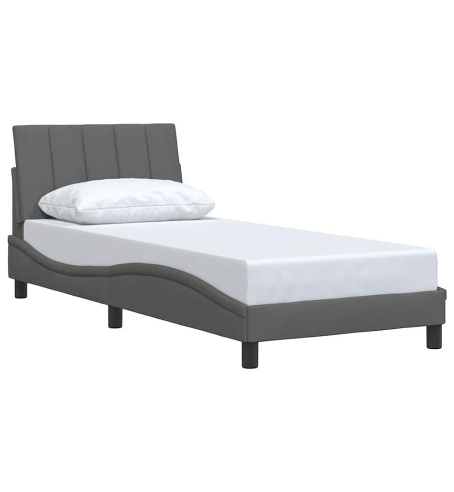 Bettgestell ohne Matratze "Hanko" Dunkelgrau 80x200 cm Stoff