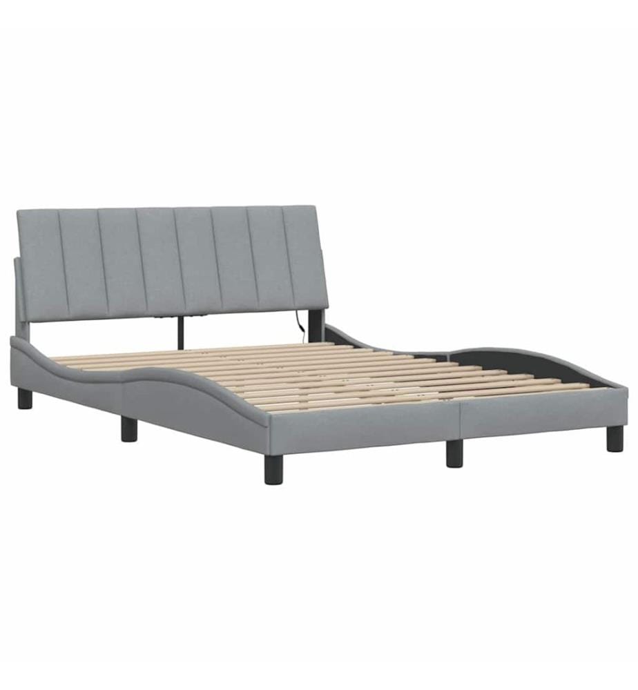 Bettgestell ohne Matratze "Hanko" Hellgrau 120x200 cm Stoff