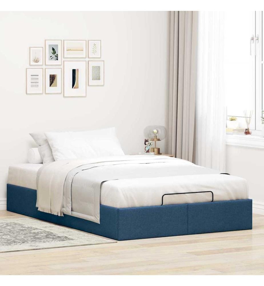 Ottoman-Bett ohne Matratze Blau 120x200 cm Stoff