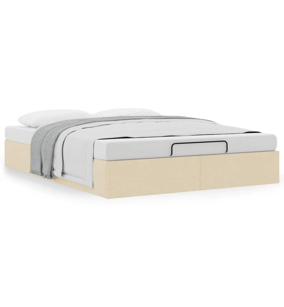Ottoman-Bett ohne Matratze Creme 140x200 cm Stoff