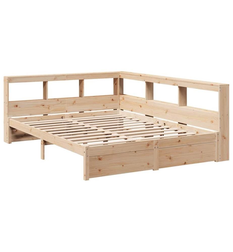 Lit bibliothèque sans matelas 150x200 cm bois massif de pin