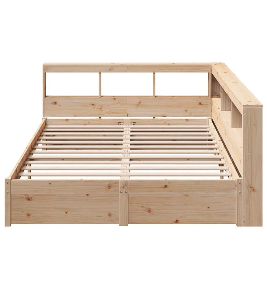 Lit bibliothèque sans matelas 150x200 cm bois massif de pin