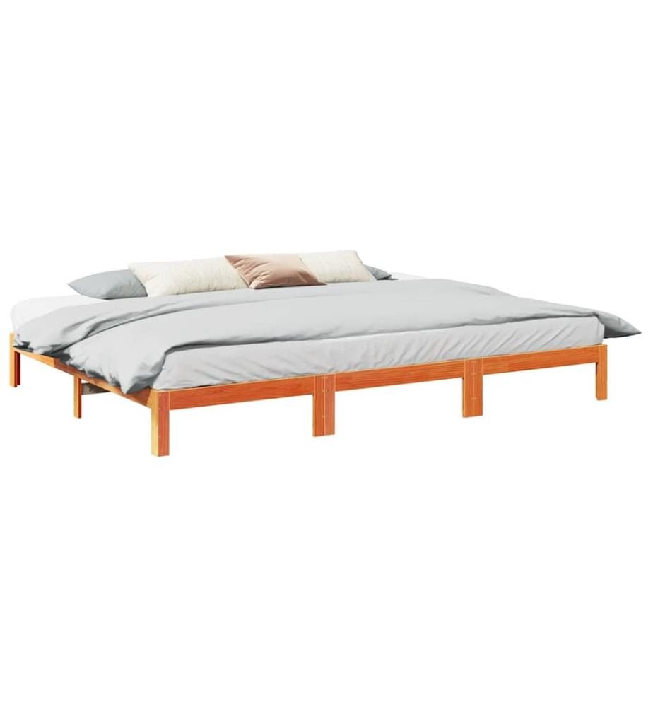 Familienbett ohne Matratze Wachsbraun 240x200 cm Massivholz