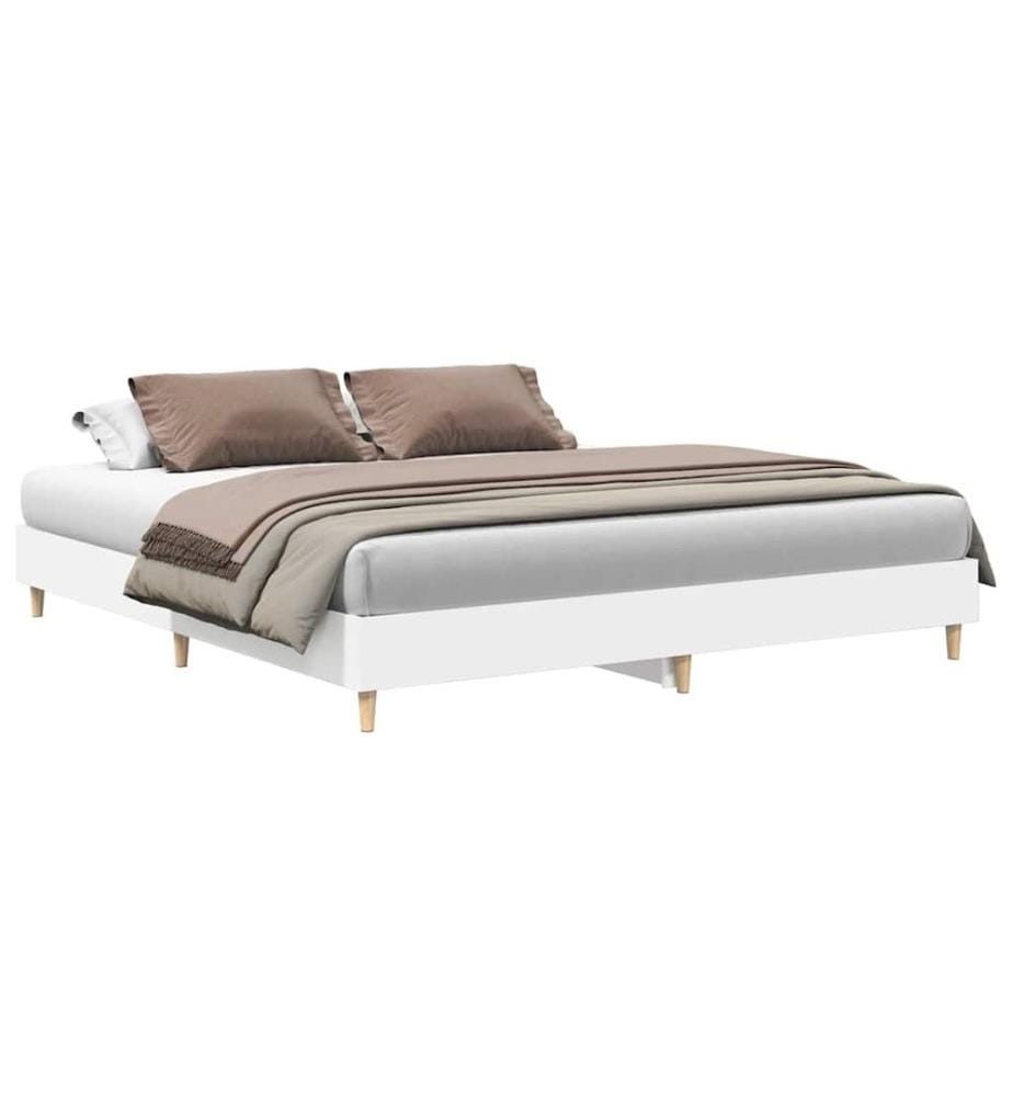 Cadre de lit sans matelas blanc 200x200 cm bois d'ingénierie