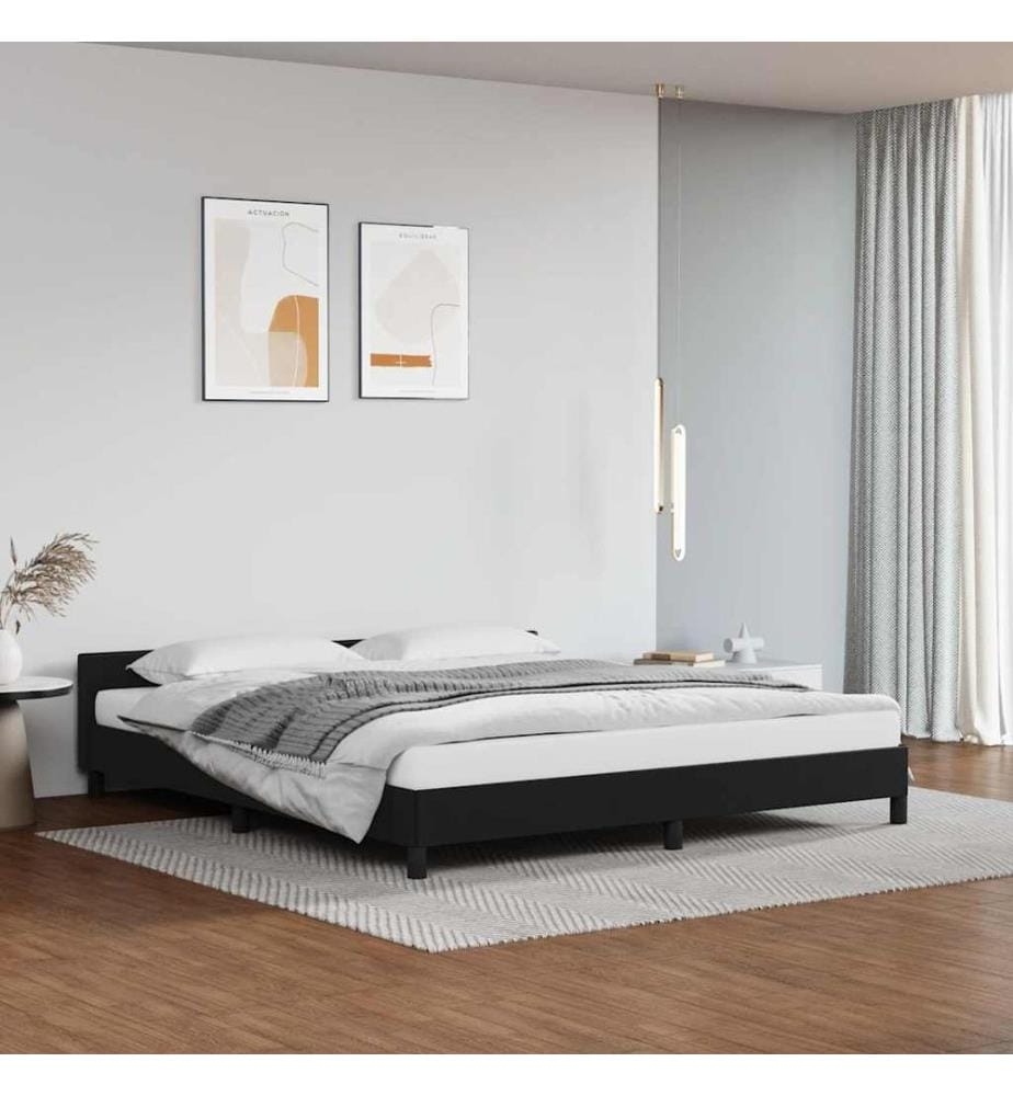 Cadre de lit avec tête de lit sans matelas noir 180x200 cm
