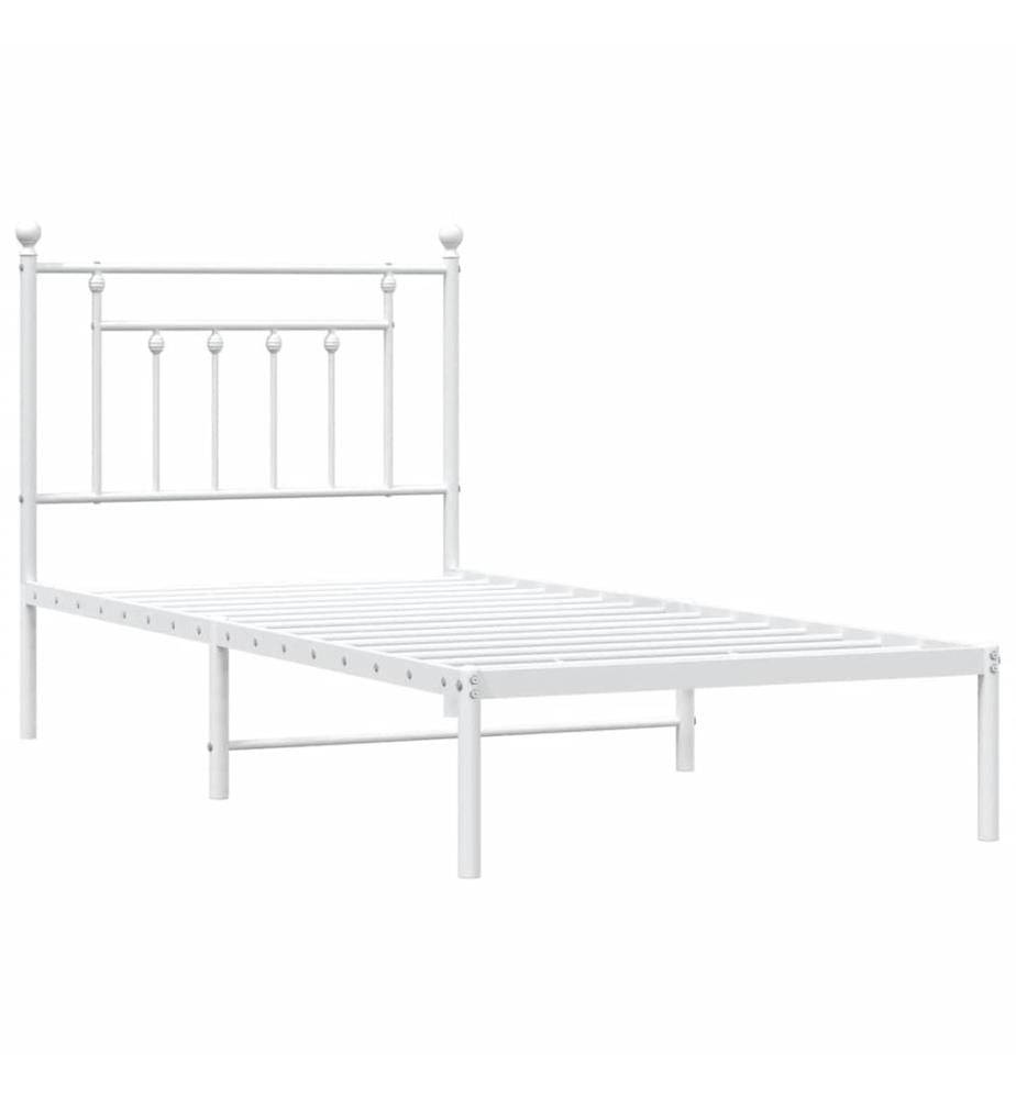 Bettgestell mit Kopfteil Metall Weiss 90x200 cm