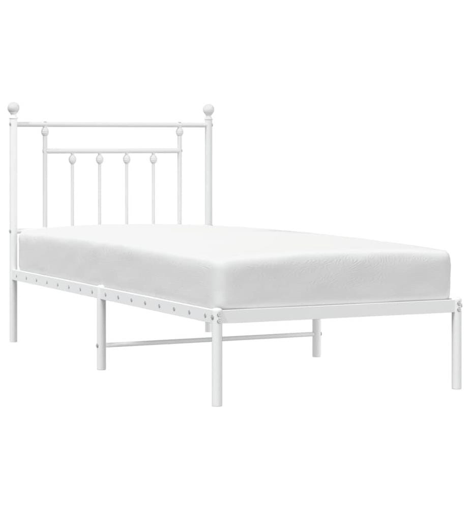 Bettgestell mit Kopfteil Metall Weiss 90x200 cm