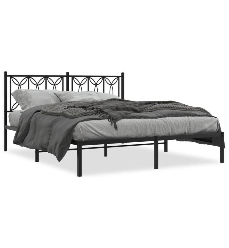 Bettgestell mit Kopfteil Metall Schwarz 150x200 cm