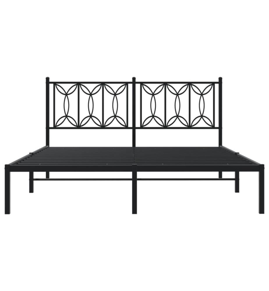 Bettgestell mit Kopfteil Metall Schwarz 150x200 cm