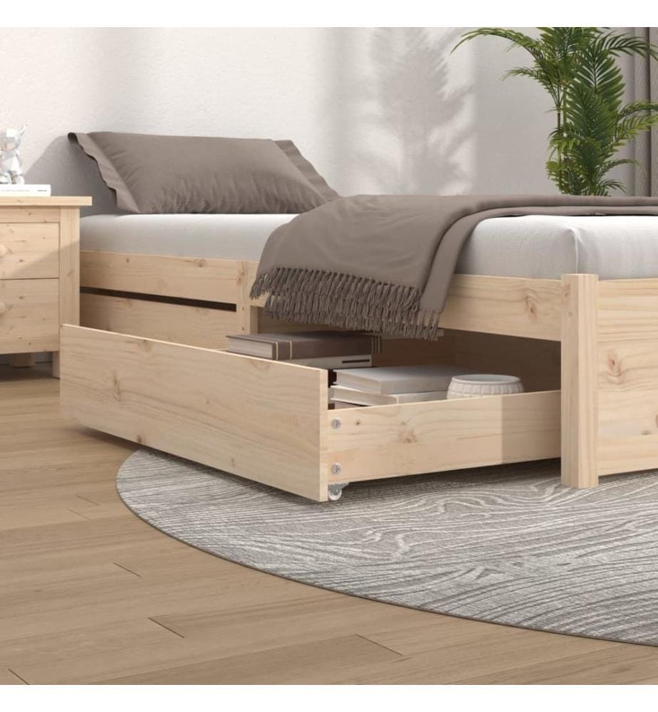 Tiroirs de lit 2 pcs bois de pin massif