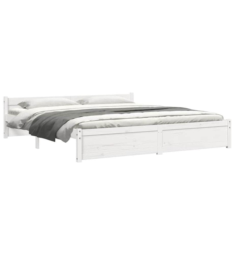 Cadre de lit sans matelas blanc bois massif 180x200 cm