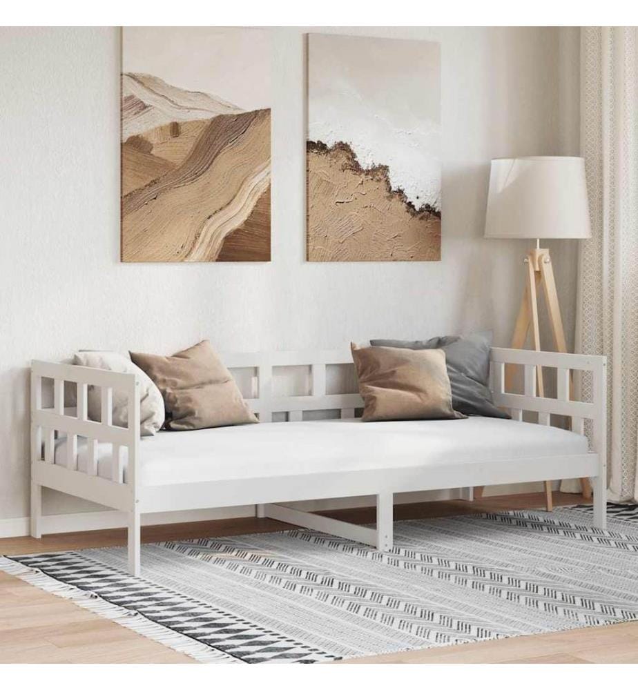 Lit de jour sans matelas blanc bois de pin massif 90x200 cm