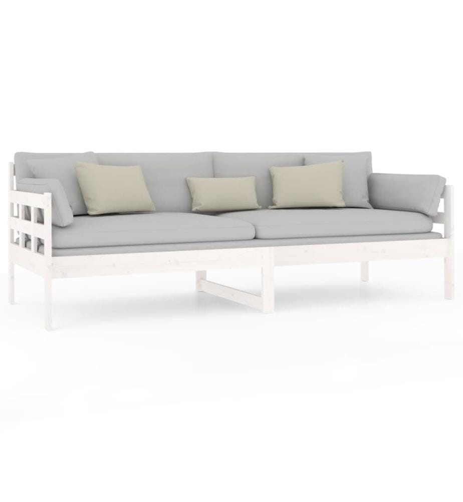 Lit de jour sans matelas blanc bois de pin massif 80x200 cm