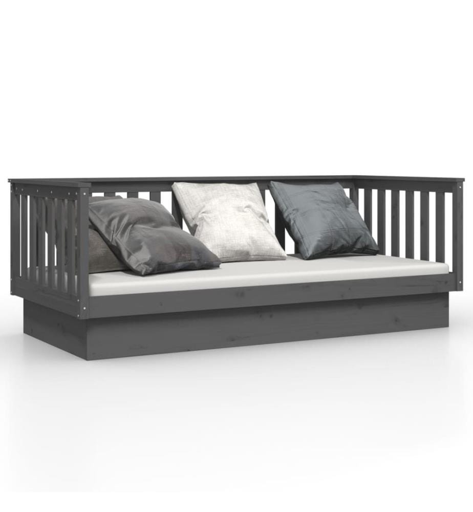 Lit de jour sans matelas gris 80x200 cm bois de pin massif