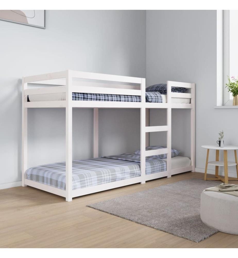 Lit superposé sans matelas blanc 75x190 cm bois de pin massif