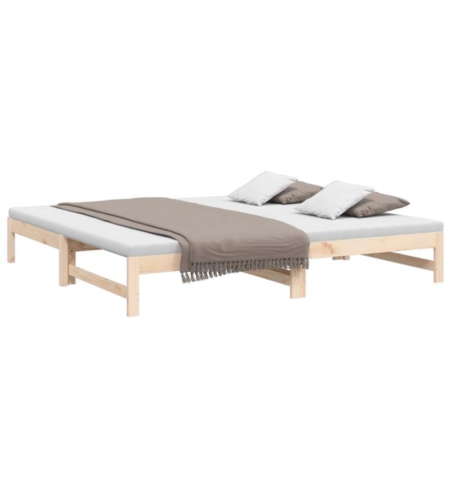 Lit coulissant sans matelas 2x(90x200) cm Bois de pin massif