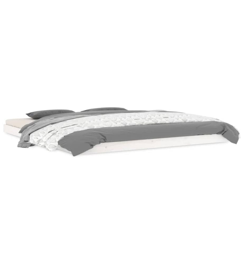 Cadre de lit sans matelas blanc 180x200 cm bois massif de pin