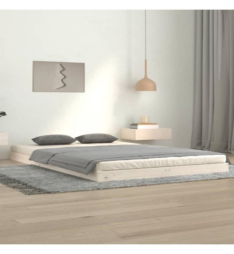 Cadre de lit sans matelas blanc 120x200 cm bois de pin massif