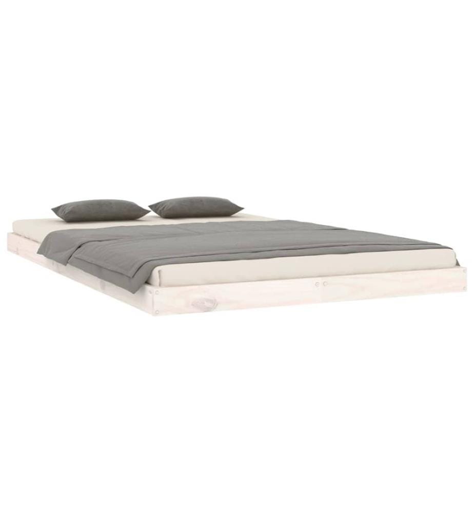 Cadre de lit sans matelas blanc 120x200 cm bois de pin massif