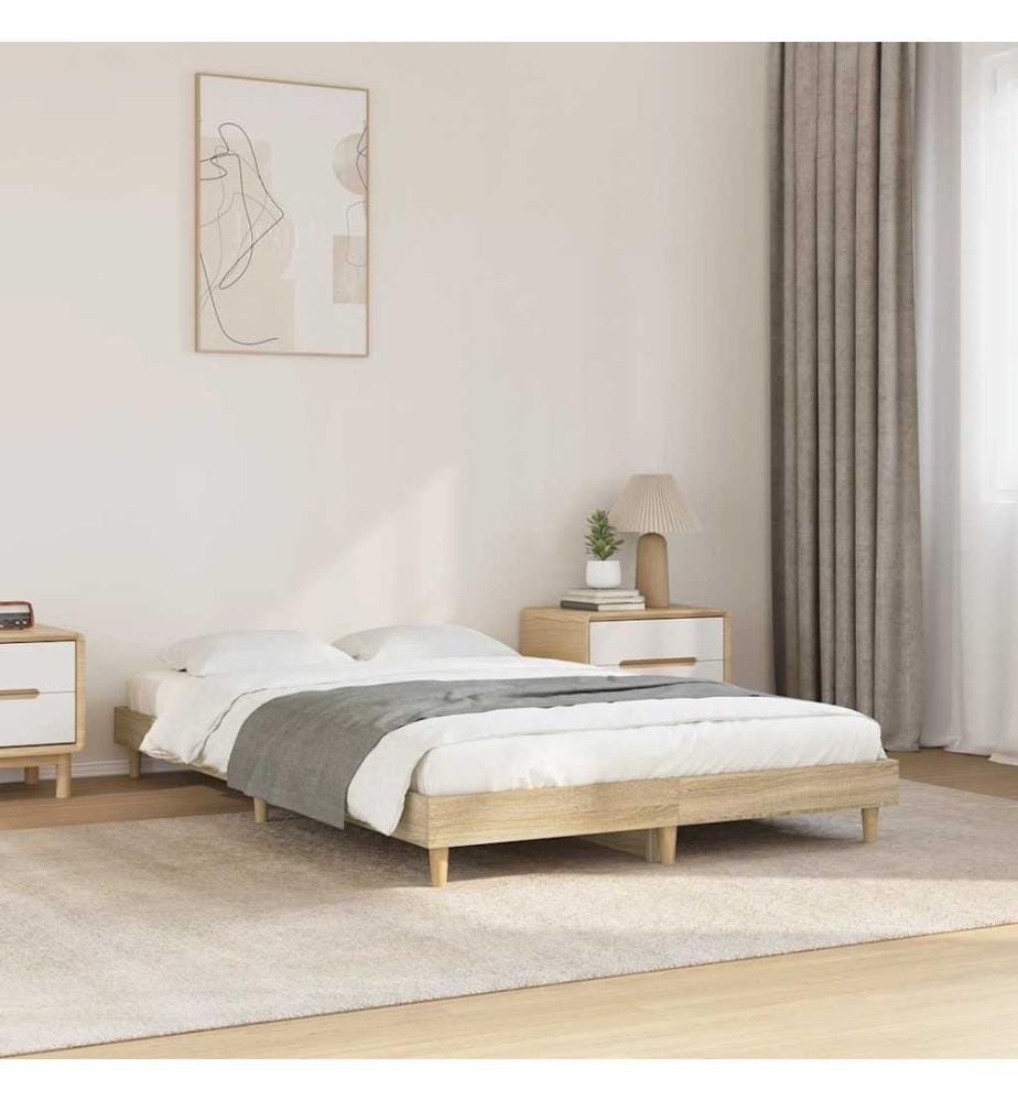 Cadre de lit sans matelas chêne sonoma 120x200 cm