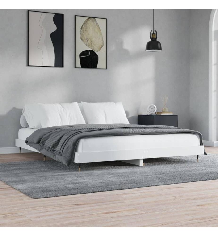Cadre de lit sans matelas blanc 140x200 cm bois d'ingénierie
