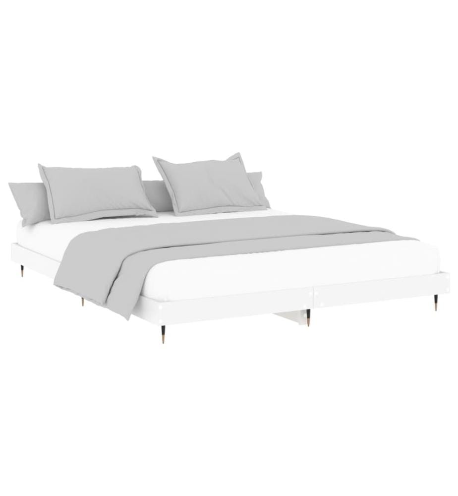 Cadre de lit sans matelas blanc 140x200 cm bois d'ingénierie