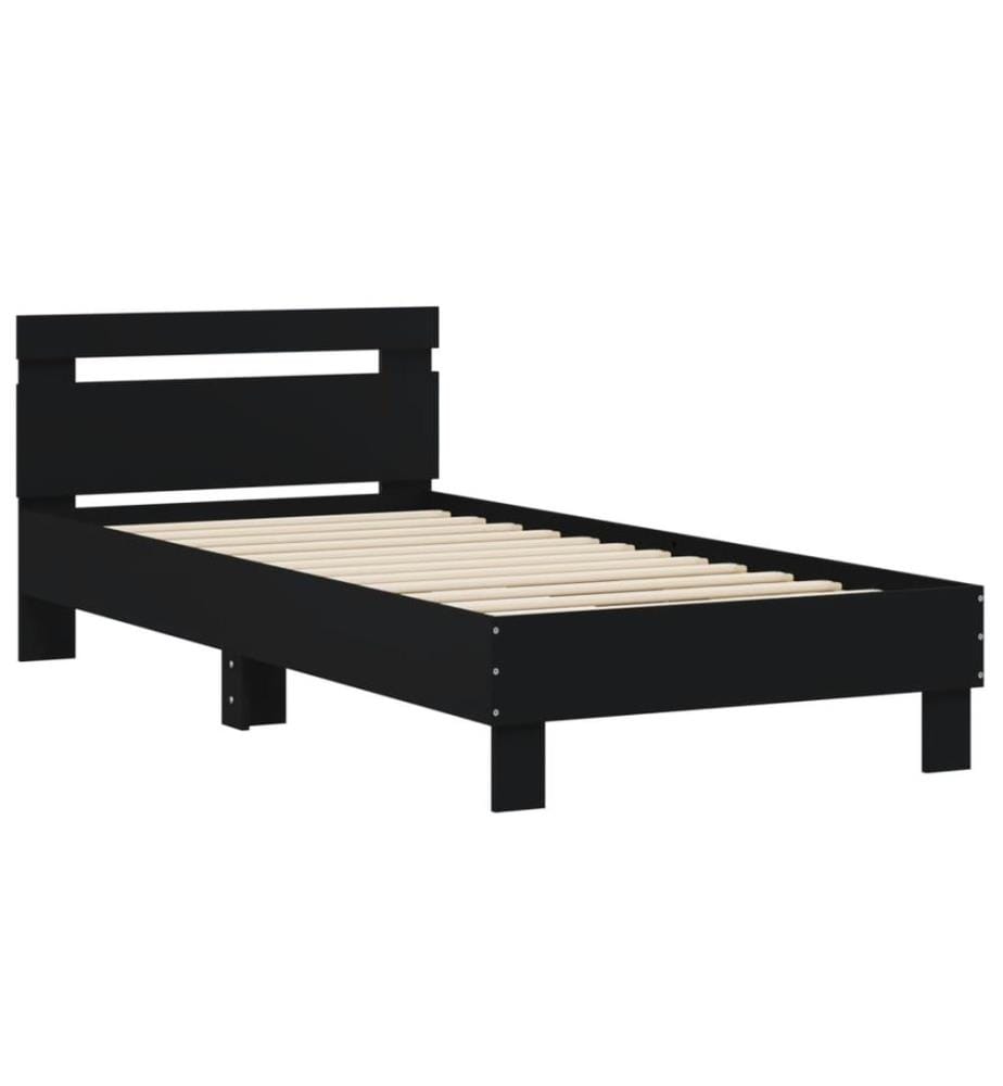 Cadre de lit sans matelas avec tête de lit noir 90x200 cm