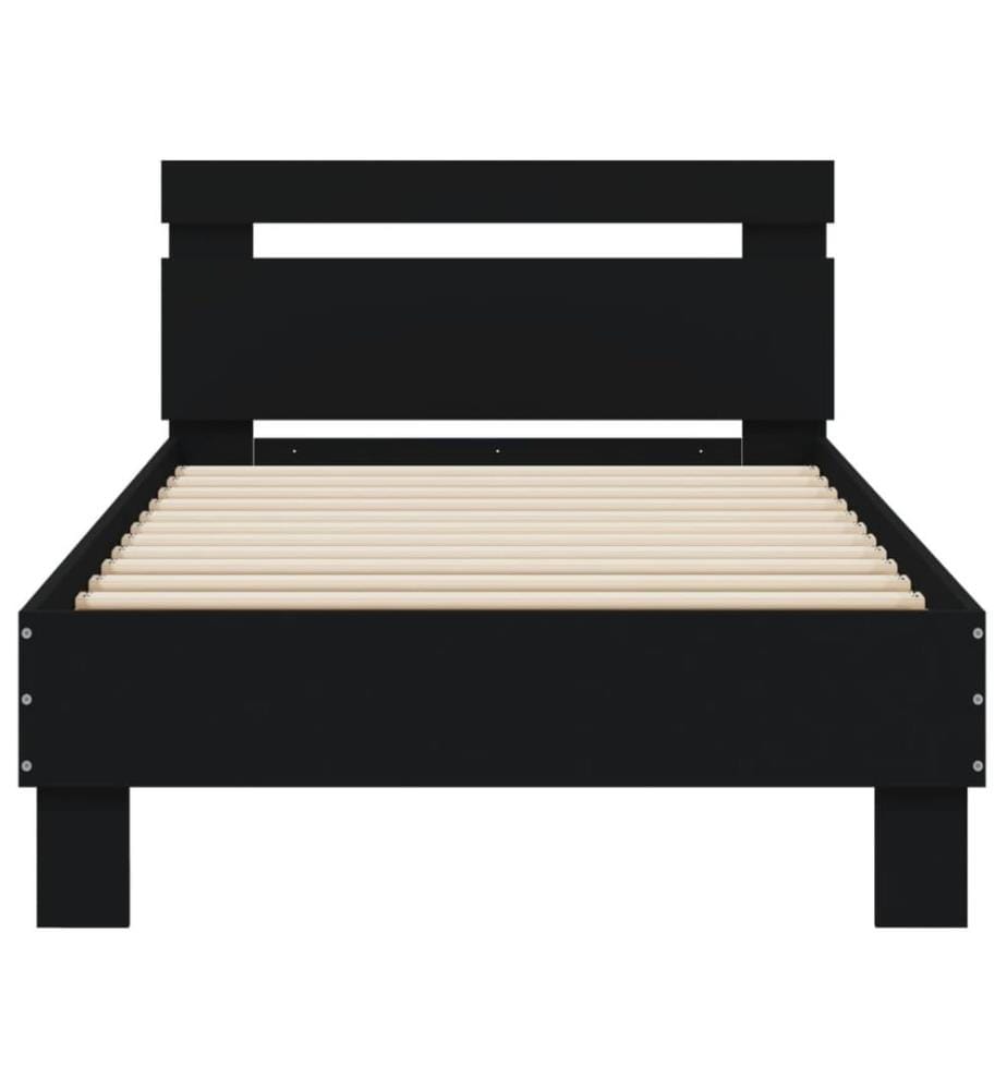 Cadre de lit sans matelas avec tête de lit noir 90x200 cm
