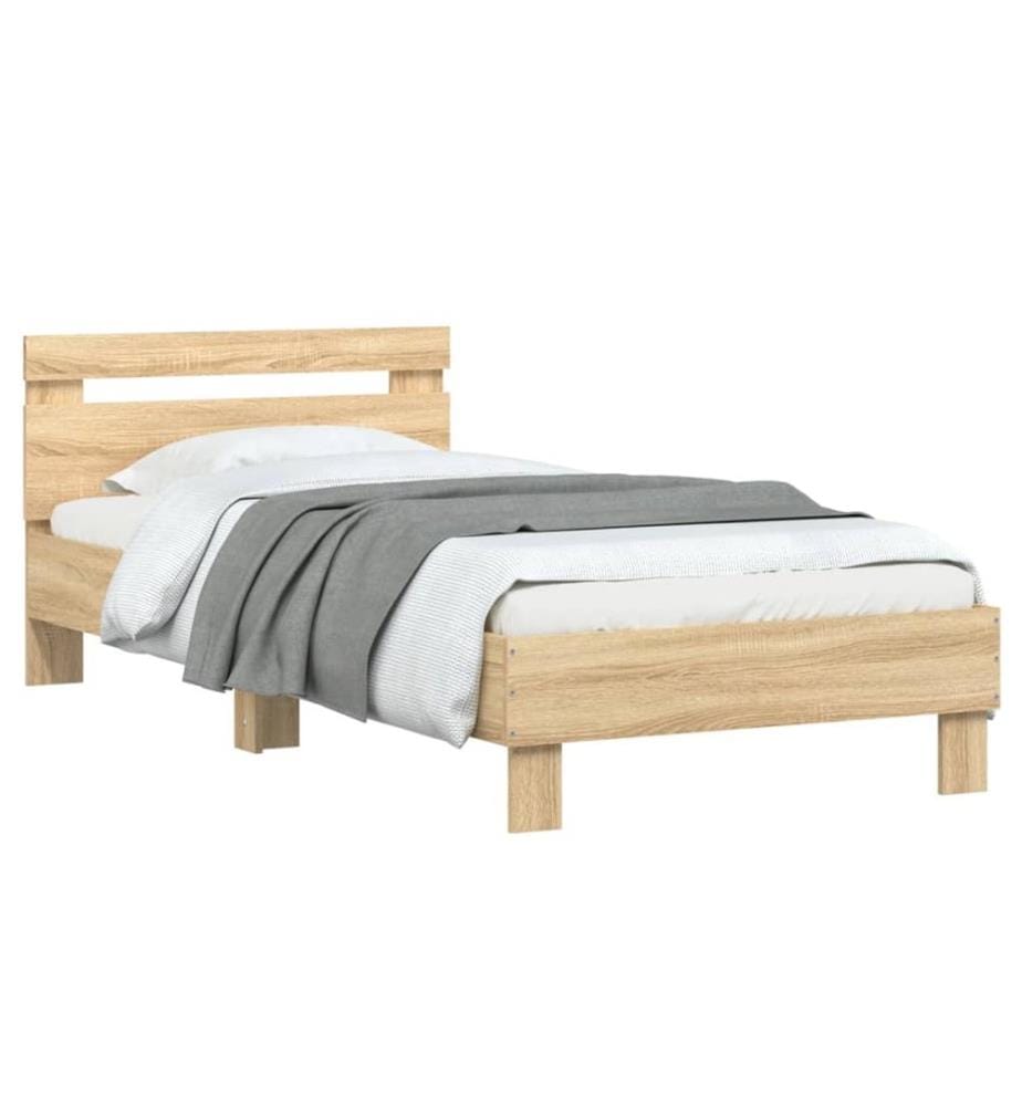 Cadre de lit sans matelas avec tête de lit 90x200 cm