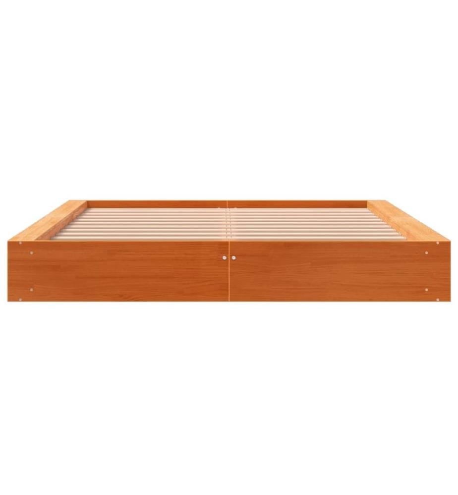 Cadre de lit sans matelas cire marron 140x200cm bois pin massif