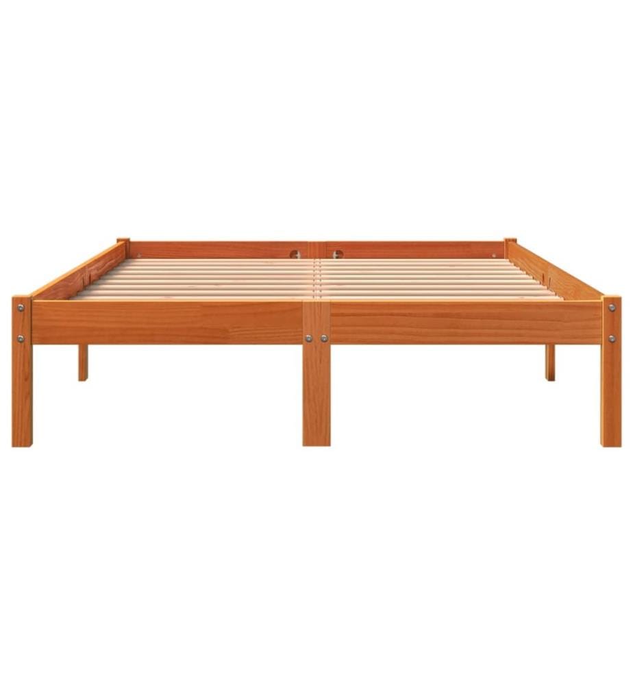Cadre de lit sans matelas cire marron 140x200cm bois pin massif