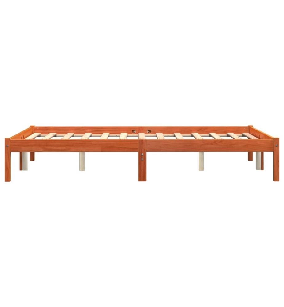 Cadre de lit sans matelas cire marron 140x200cm bois pin massif